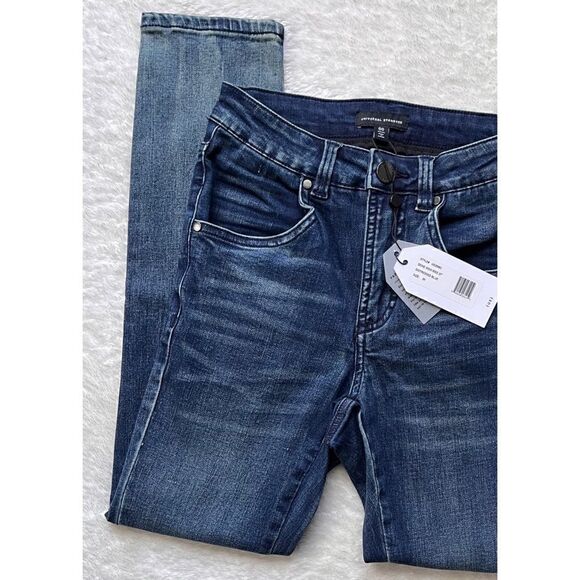 NWT UNIVERSAL STANDARD Seine High Rise 27” Skinny Jeans in Distressed Blue, 00 - Picture 4 of 15